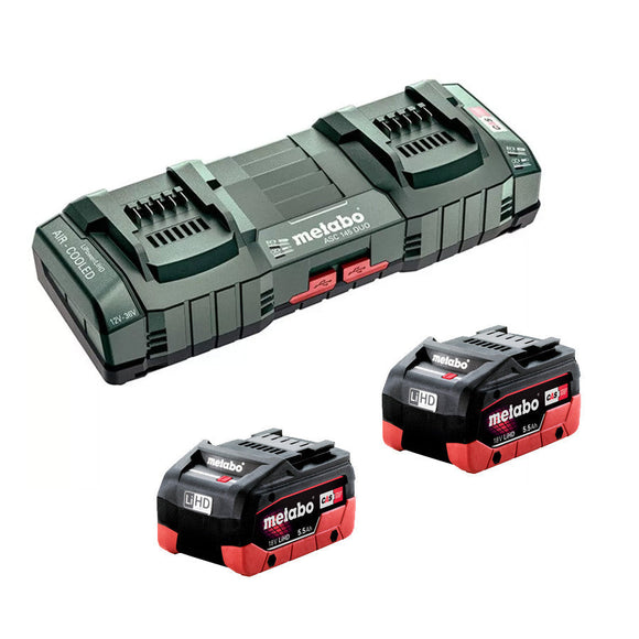 Metabo 18V 5.5Ah LiHD ASC 145 DUO Fast Charger Starter Kit