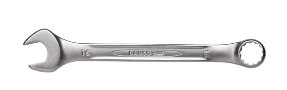 Bahco Spanner, metric, combination ring & open end, 17mm, vanadium-extra chrome plated, open end angle 15 deg. - ring 15 deg. Offset