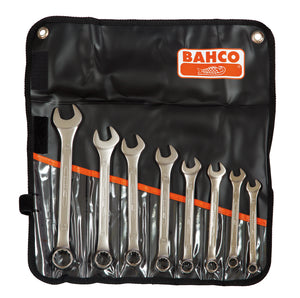 Bahco Spanner set, combination ring & open end, imperial, 8 pcs - 3/8, 7/16, 1/2, 9/16, 5/8, 11/16, 3/4, 7/8"