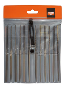 Bahco Needle file set, 12 pce in wallet, 6", 16cm, smooth cut, no handle