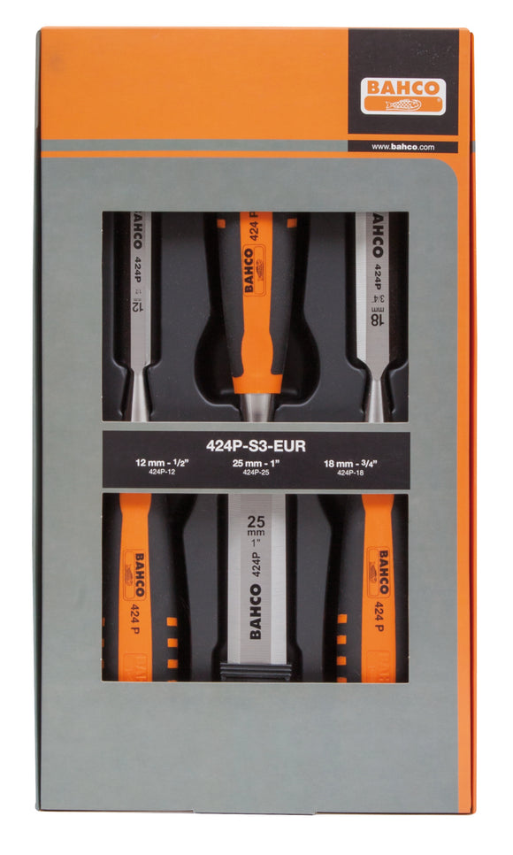 Bahco Chisel set, 3 pce, 12-18-25mm, Better