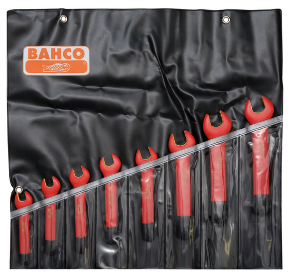 Bahco Open End Spanner Set, insulated to 1000v, 8 pieces.  Sizes:  10, 11, 12, 13, 14, 17, 18 & 19mm