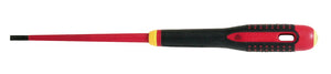 Bahco ERGO handled Slim Line 1000v insulated Screwdriver  -Slotted 5.5mm tip, blade length 125mm