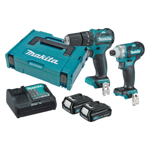 Makita 12V 2 Piece BRUSHLESS Combo Kit - HP332DZ, TD111DZ, 2 x BL1021B, DC10SB, Connector Case (821549-5)