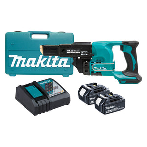 Makita 18V Autofeed Screwdriver Kit - Includes 2 x 3.0Ah Batteries, Rapid Charger & Carry Case