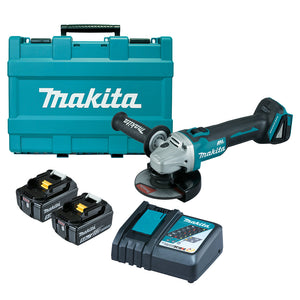 Makita 18V BRUSHLESS 125mm Slide Switch Angle Grinder Kit