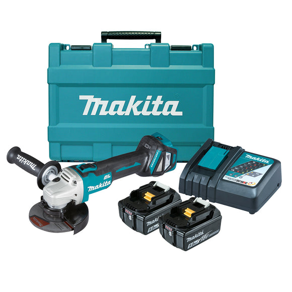 Makita 18V BRUSHLESS 125mm Variable Speed Slide Switch Angle Grinder Kit