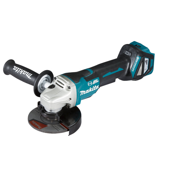 Makita 18V BRUSHLESS 125mm Angle Grinder, Paddle Switch, Variable Speed, Kick Back Detection, Electric Brake - Tool Only