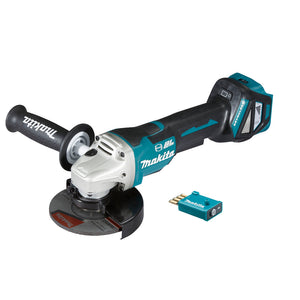 Makita 18V BRUSHLESS AWS 125mm Angle Grinder, Paddle Switch, Variable Speed, Kick Back Detection, Electric Brake - Tool Only