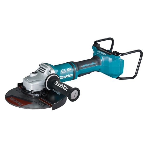 Makita 18Vx2 BRUSHLESS 230mm Angle Grinder, Paddle Switch, Kick Back Detection, Electric Brake & Carry Case - Tool Only