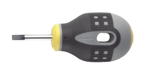 Bahco ERGO handled Screwdriver,slotted head, square shank, flat tip, 83mm, blade 25mm, tip 4mm.