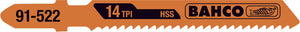 Bahco Jigsaw blades, bi-metal, Euro shank, variable teeth, 132mm, 14/10 TPI, 5 blades/card
