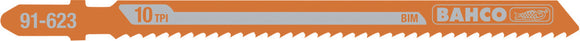 Bahco Jigsaw blades, bi-metal, Euro shank, 116mm, 10 TPI, 5 blades/card